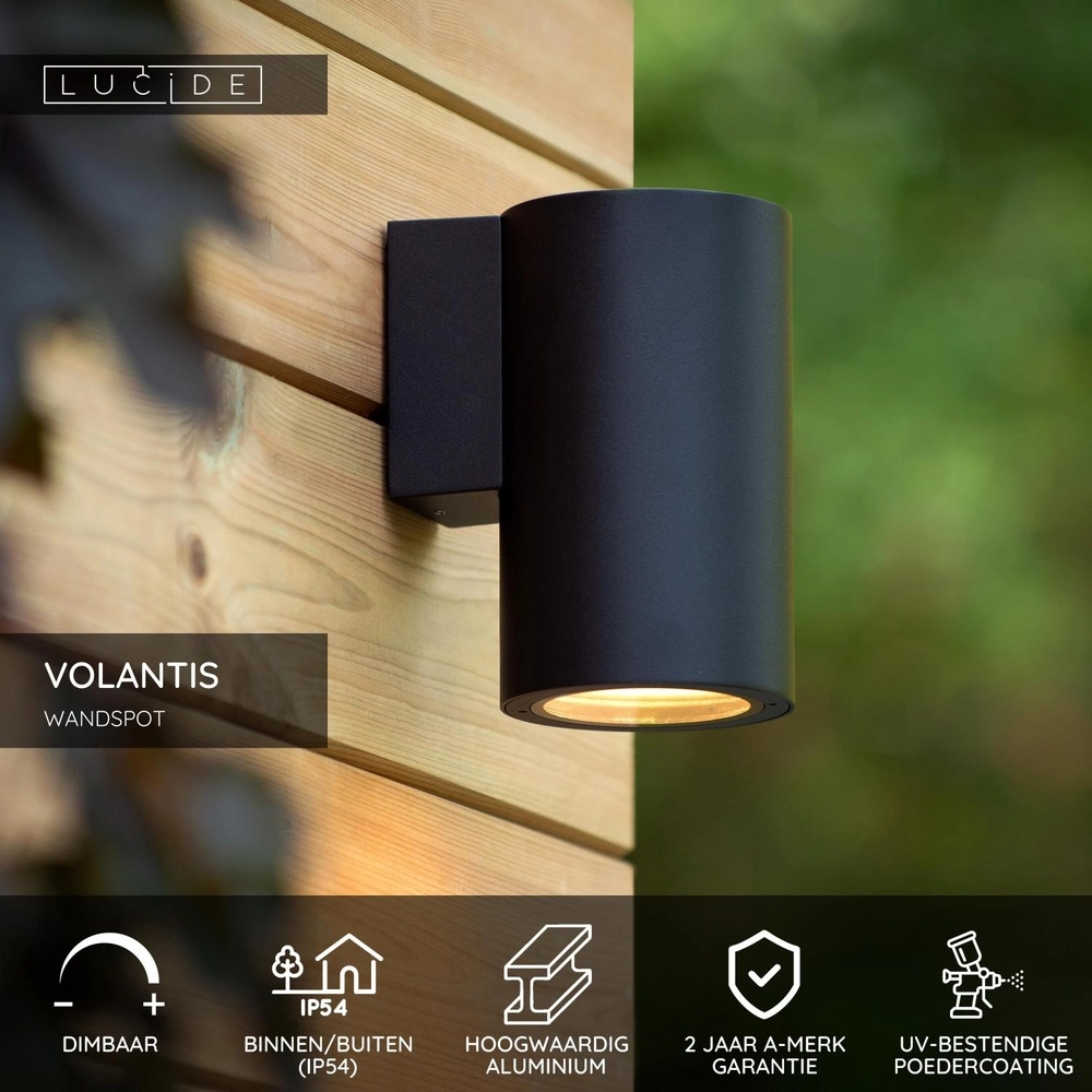 Wandspot Volantis downlight zwart Lucide 5411212272041