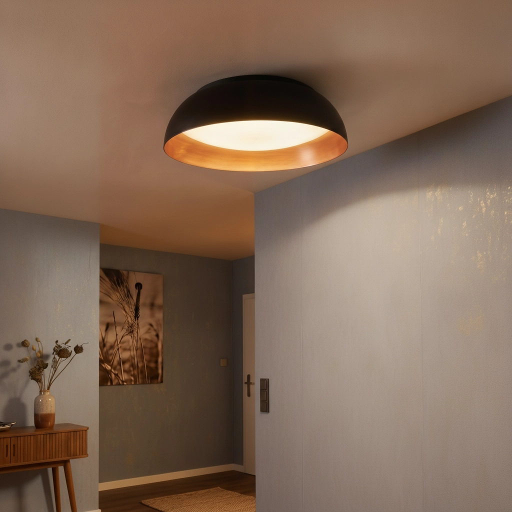 Design plafondlamp Landon zwart met koper