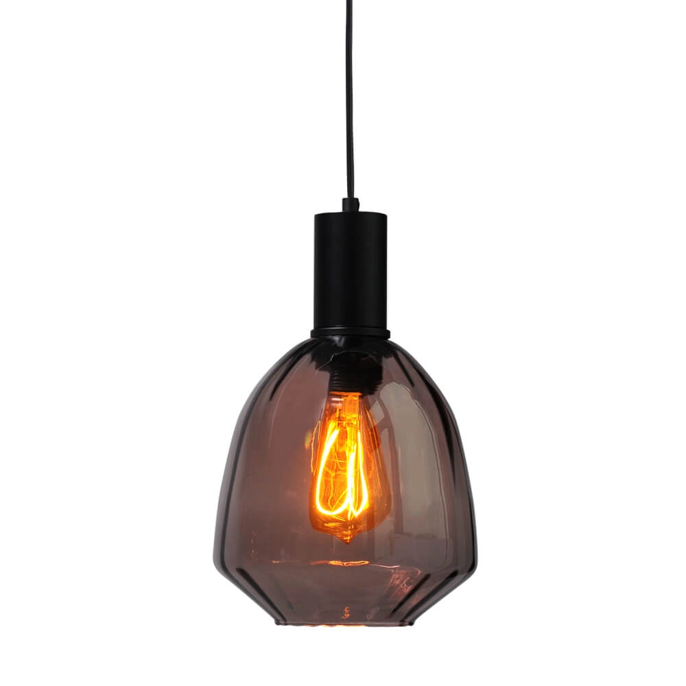 Hanglamp zwart Porto met Nicolette red glas - Ø 20cm