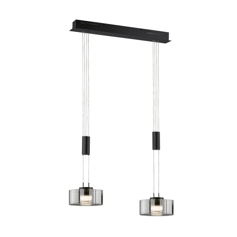 2-lichts hanglamp Lavin zwart