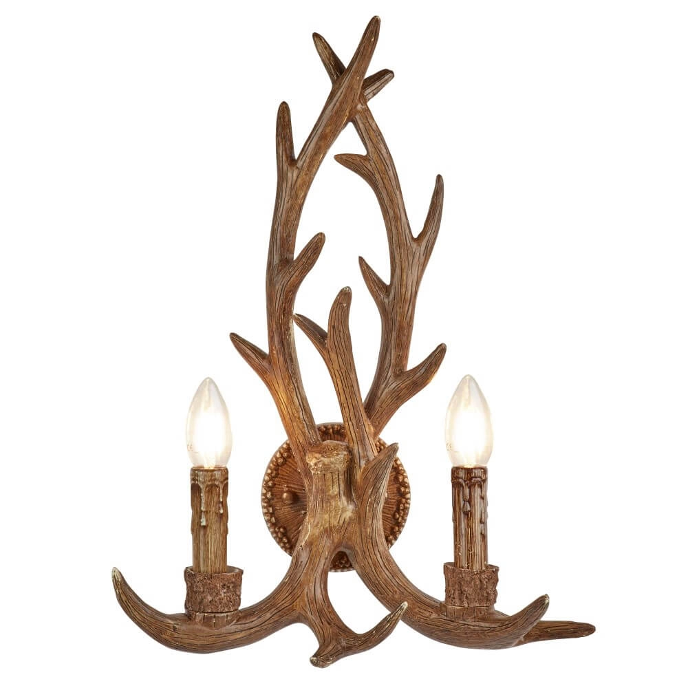 Houten wandlamp Stag