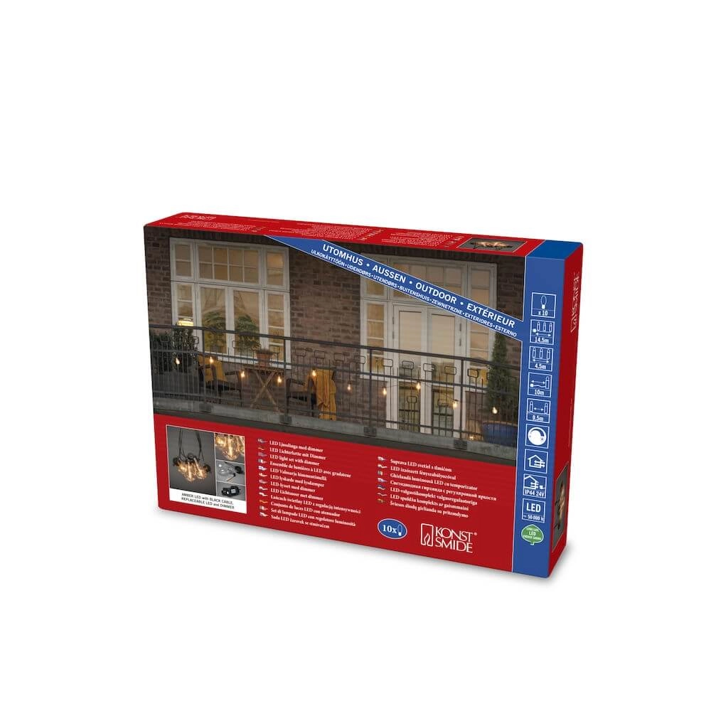 14,5m Partylight lichtsnoer van 10xA60 lampen KonstSmide 7318302391805