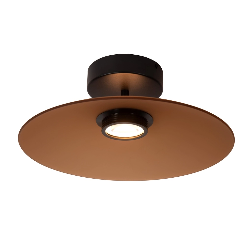 Strakke plafondlamp Menga Ø 40cm amber glas