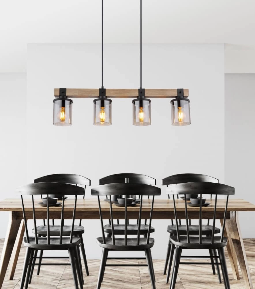 Houten hanglamp Lila 4-lichts Globo 9007371431724