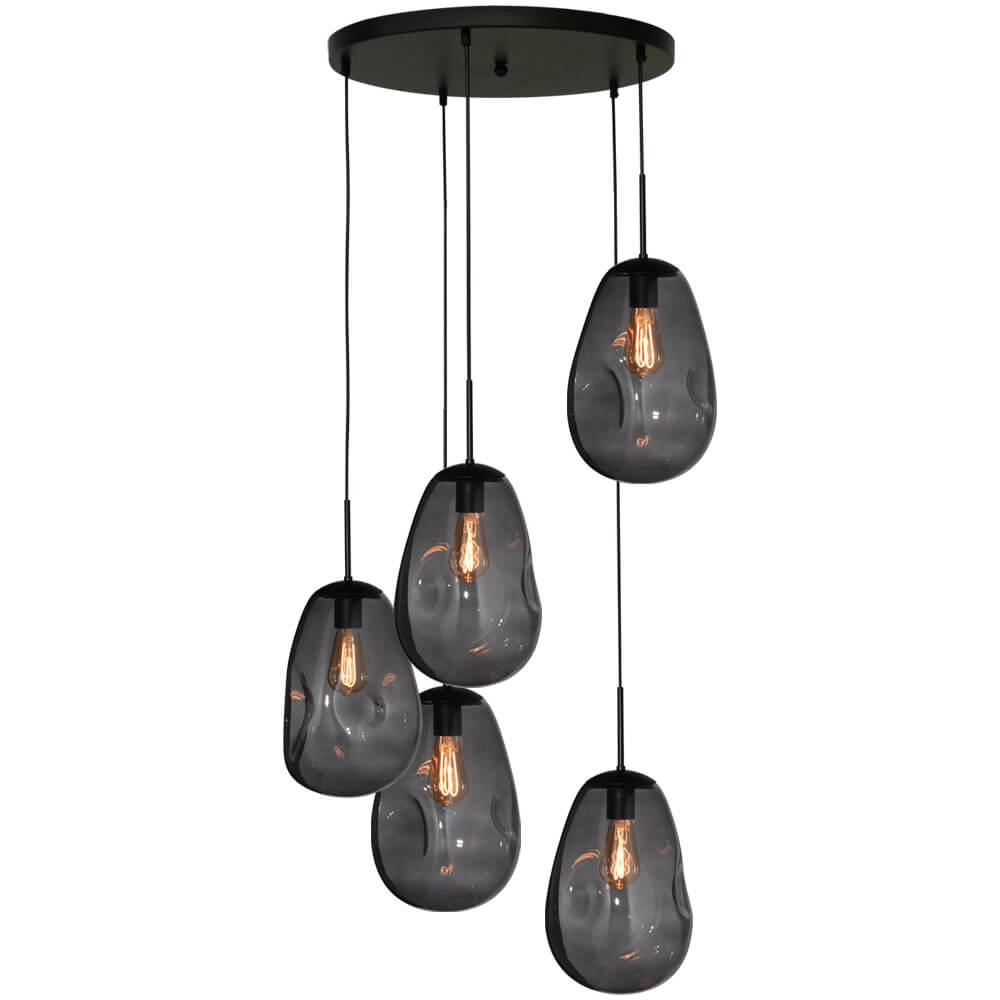 Vide hanglamp Lava 5x smoke glas Ø 22,5cm