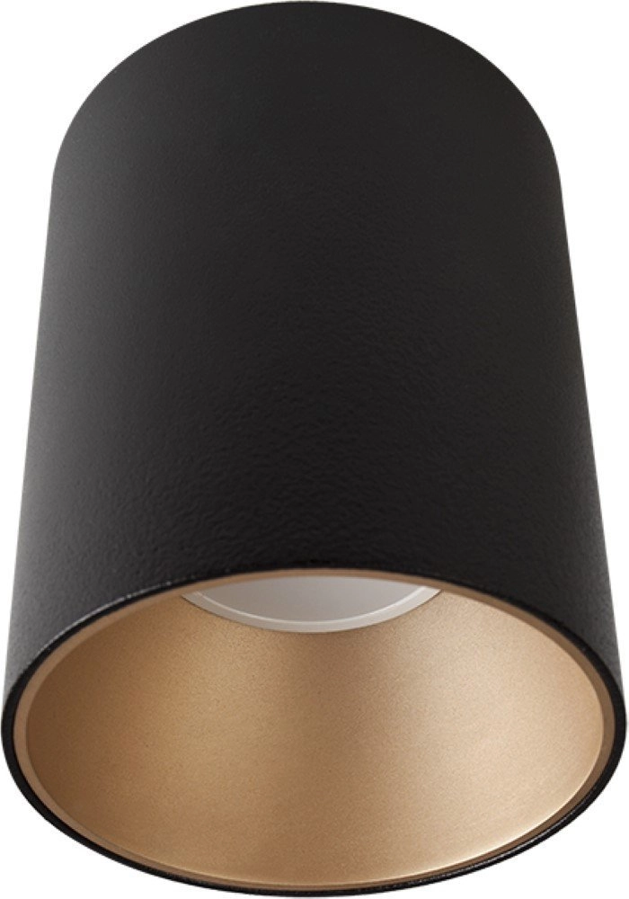 Zwarte opbouwspot Eye 8,9cm met goud