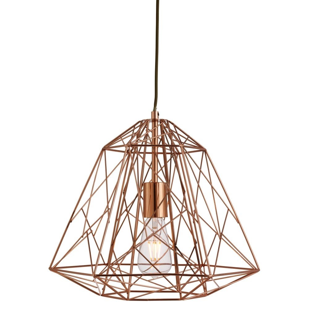 Koperen draadlamp Geometric Cage Ø 39cm