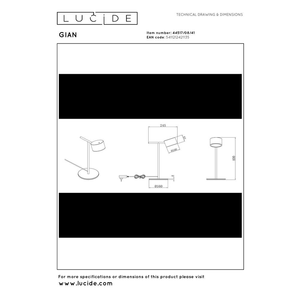Tafellamp Gian zand bruin Lucide 5411212421135