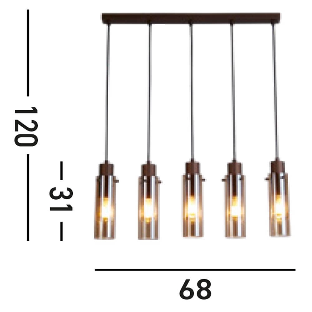 5-lichts hanglamp Sweden II recht Searchlight 5053423272078