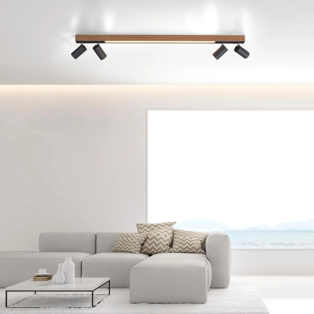 Strakke plafondlamp Pure Lines Spot hout Paul Neuhaus 4012248374566