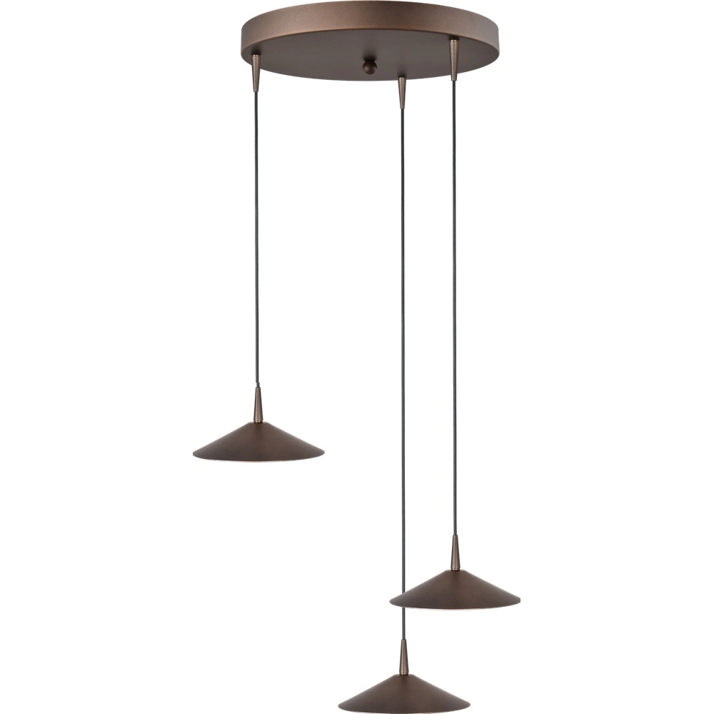3-lichts hanglamp Ceppo cacao bruin Ø 18cm rond
