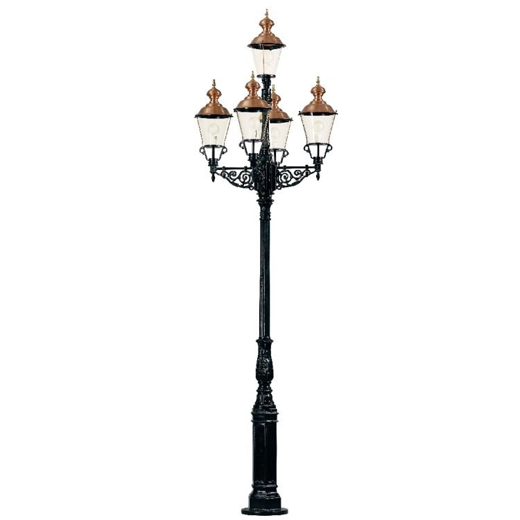 Nostalgische tuinlamp Monaco 5-lichts - zwart