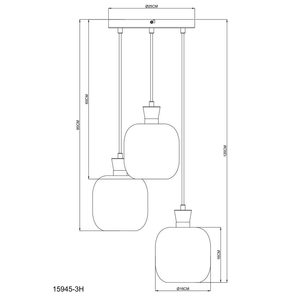 3-lichts hanglamp Brokana gunmetal Globo 9007371578467