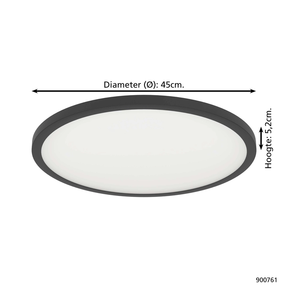 Slimme slanke plafondlamp Sarsina-Z Ø 45cm - zwart Eglo 9008606264063