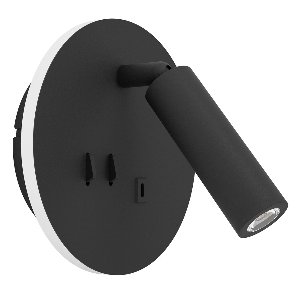 Bedlampje Fanzarotta 1 zwart rond