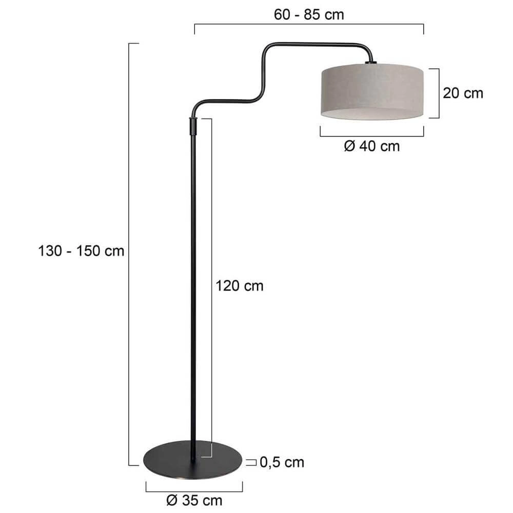 Vloerlamp Bloeba zwart met grijze kap Steinhauer 8712746176957