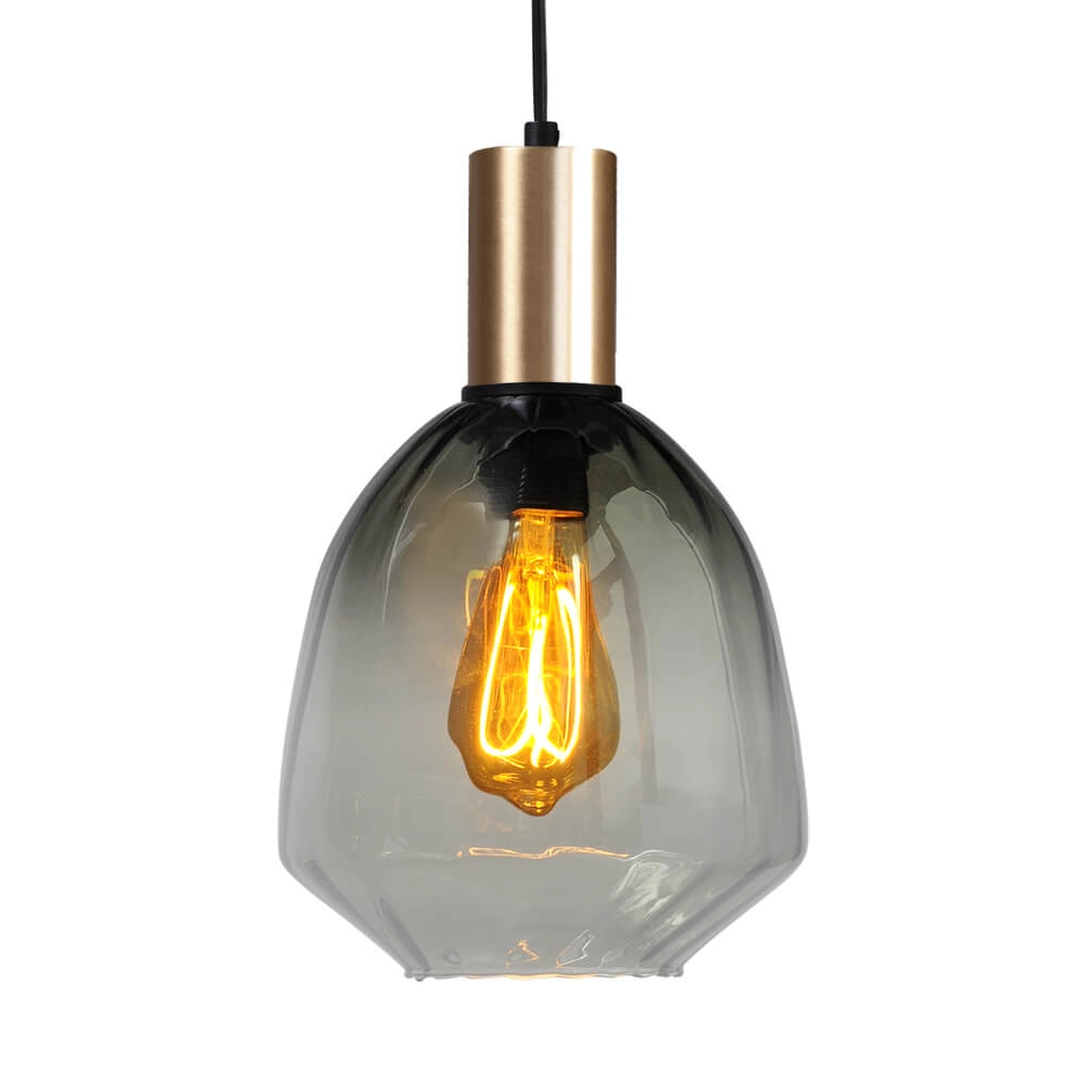 Hanglamp goud Porto met Nicolette green glas - Ø 20cm