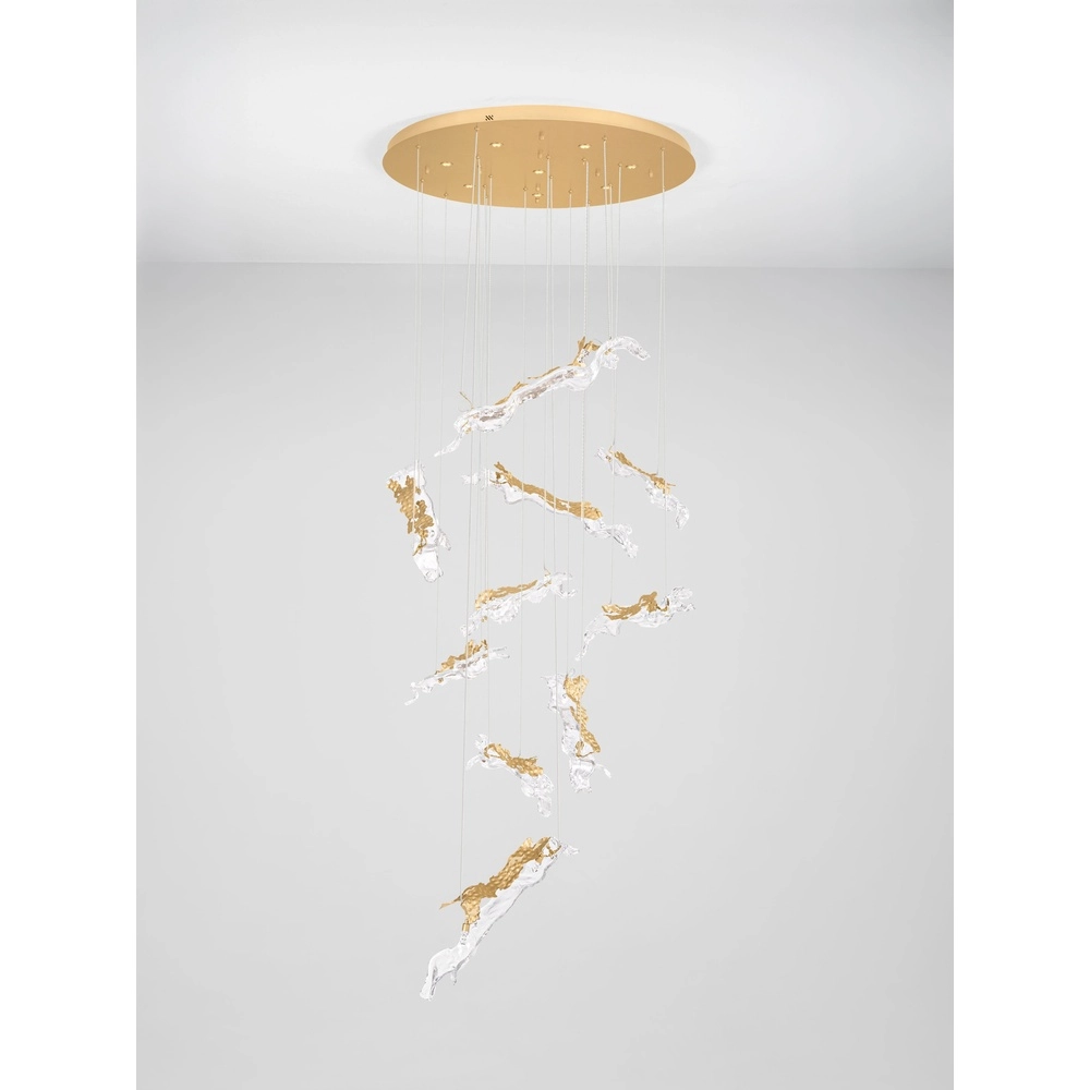 Gouden hanglamp Avesa met helder glas Ø 100cm Lyora 5212063500440