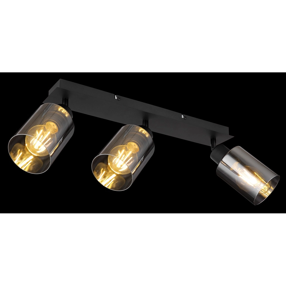Plafondlamp Hadera 3-lichts zwart met smoke glas Globo 9007371443215