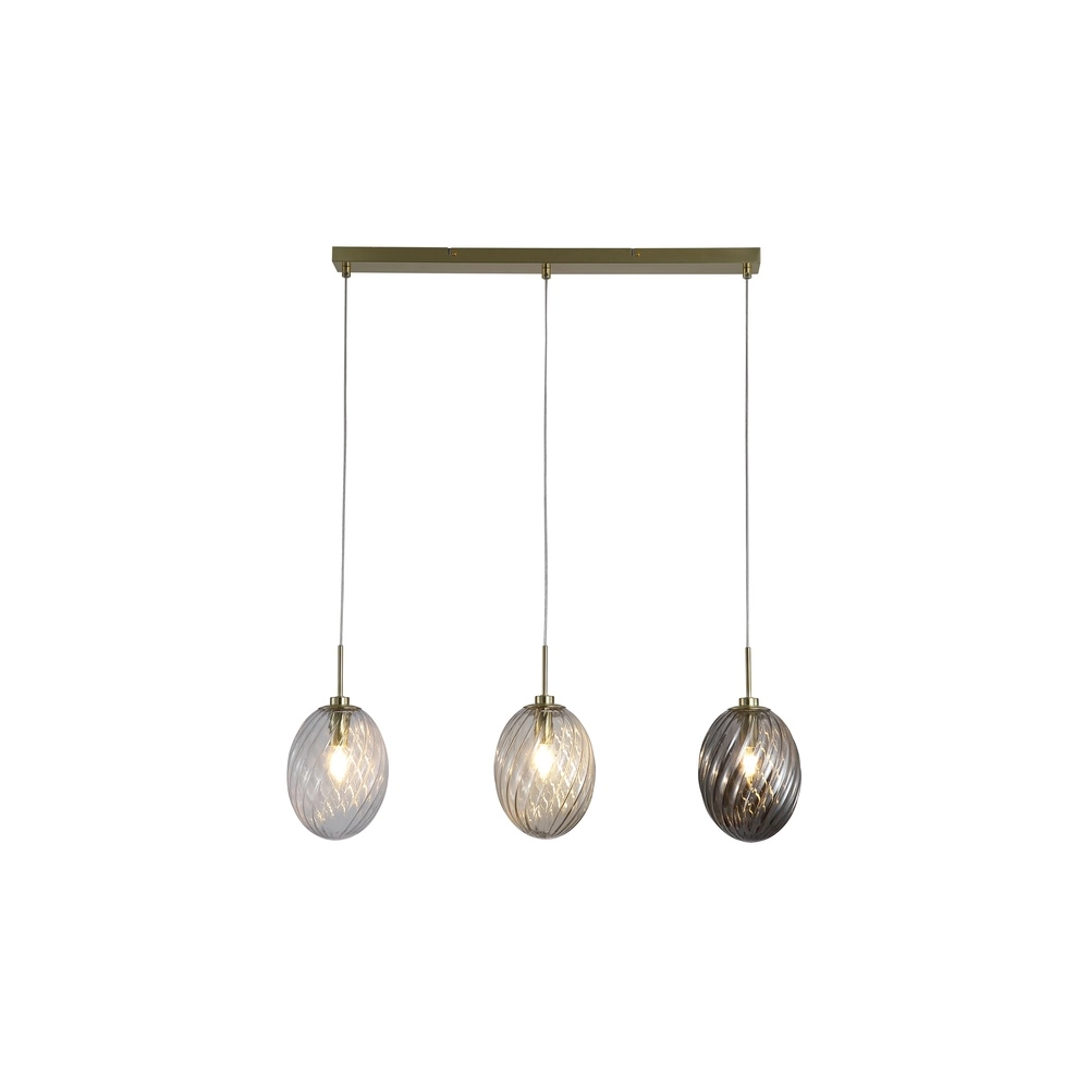 3-lichts hanglamp Whirl recht gekleurd glas