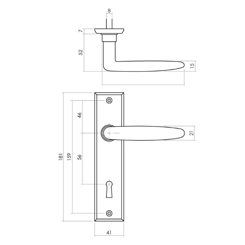 Deurklink Sophie sleutelgat 56mm zwart Intersteel 8714186486085