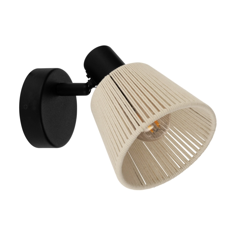 Wandlampje Seagard zwart met rotan