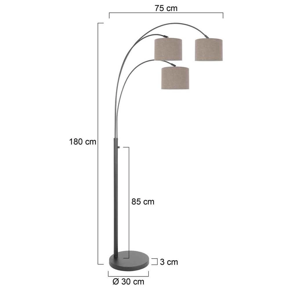 Vloerlamp Sparkled Light zwart met grijze kappen Steinhauer 8712746173604