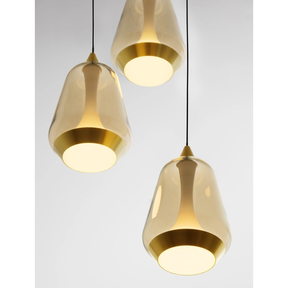 Design hanglamp Alish 3-lichts amber glas Lyora 5212017477712