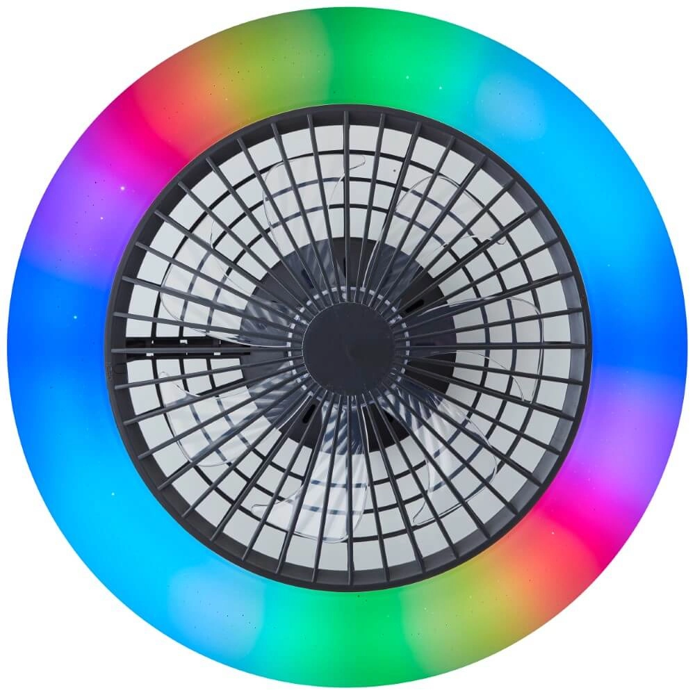 Zwarte ventilator Salerno met RGB functie Brilliant 4004353435881