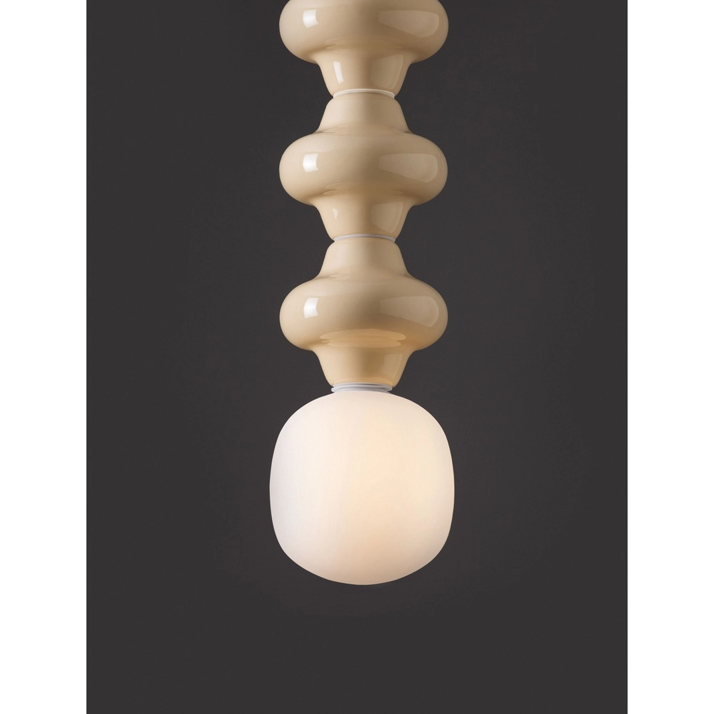 Hanglamp Clio L geel keramiek met wit glas