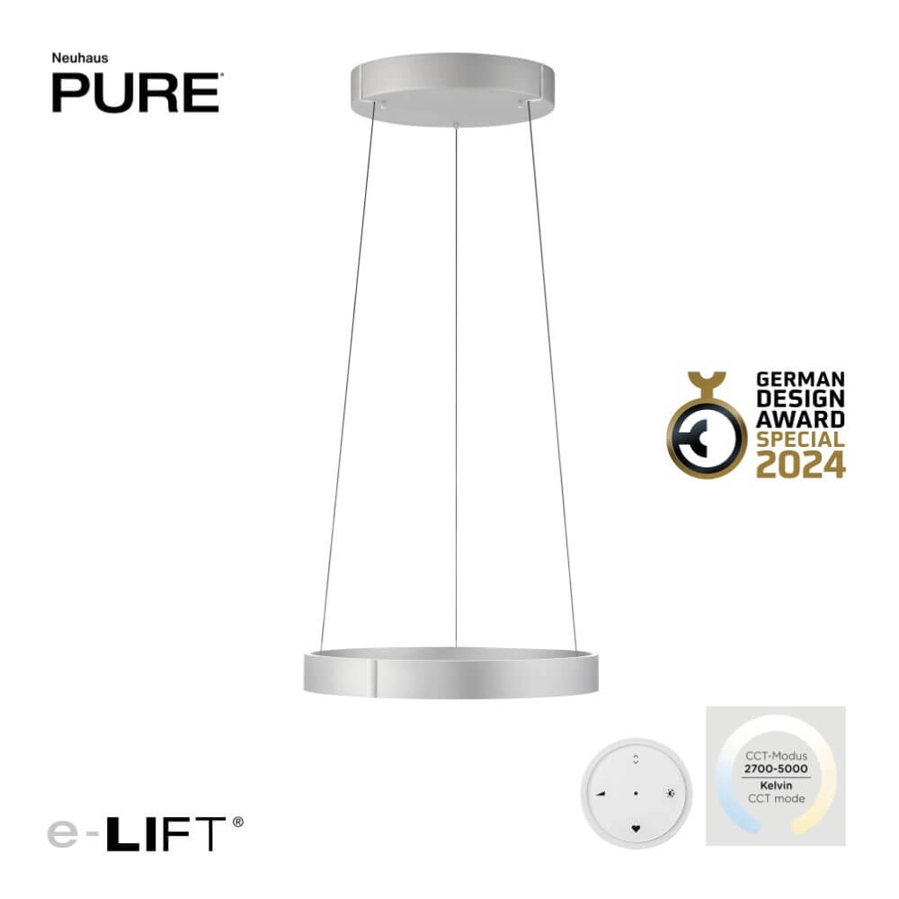 Ronde hanglamp Pure E-Clipse aluminium Ø 50cm Paul Neuhaus 4012248372333
