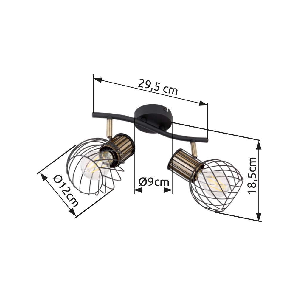 Plafondlamp Argusto 2-lichts zwart Globo 9007371390717