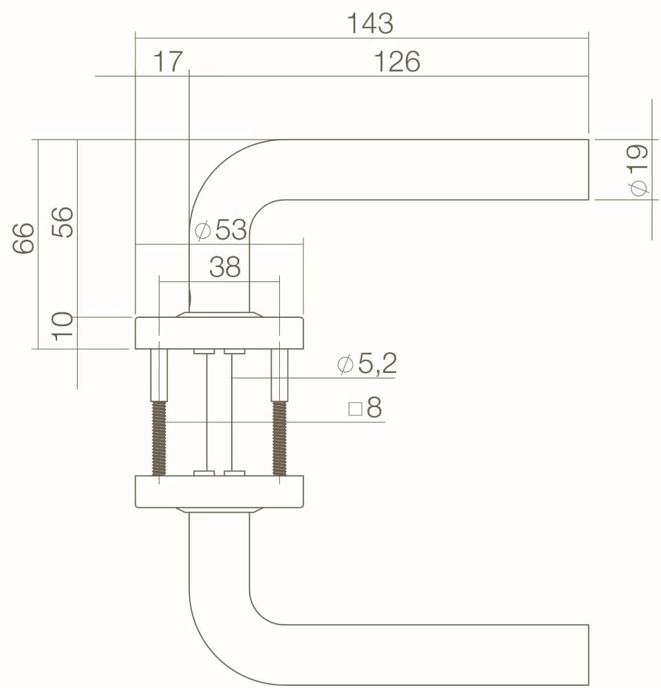 Deurklink Luzern rond messing Intersteel 8714186697030