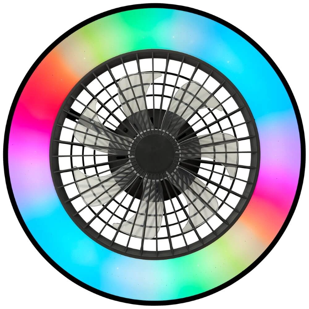 Zwarte plafondventilator Mazzaro met RGB lamp - 48cm Brilliant 4004353428449