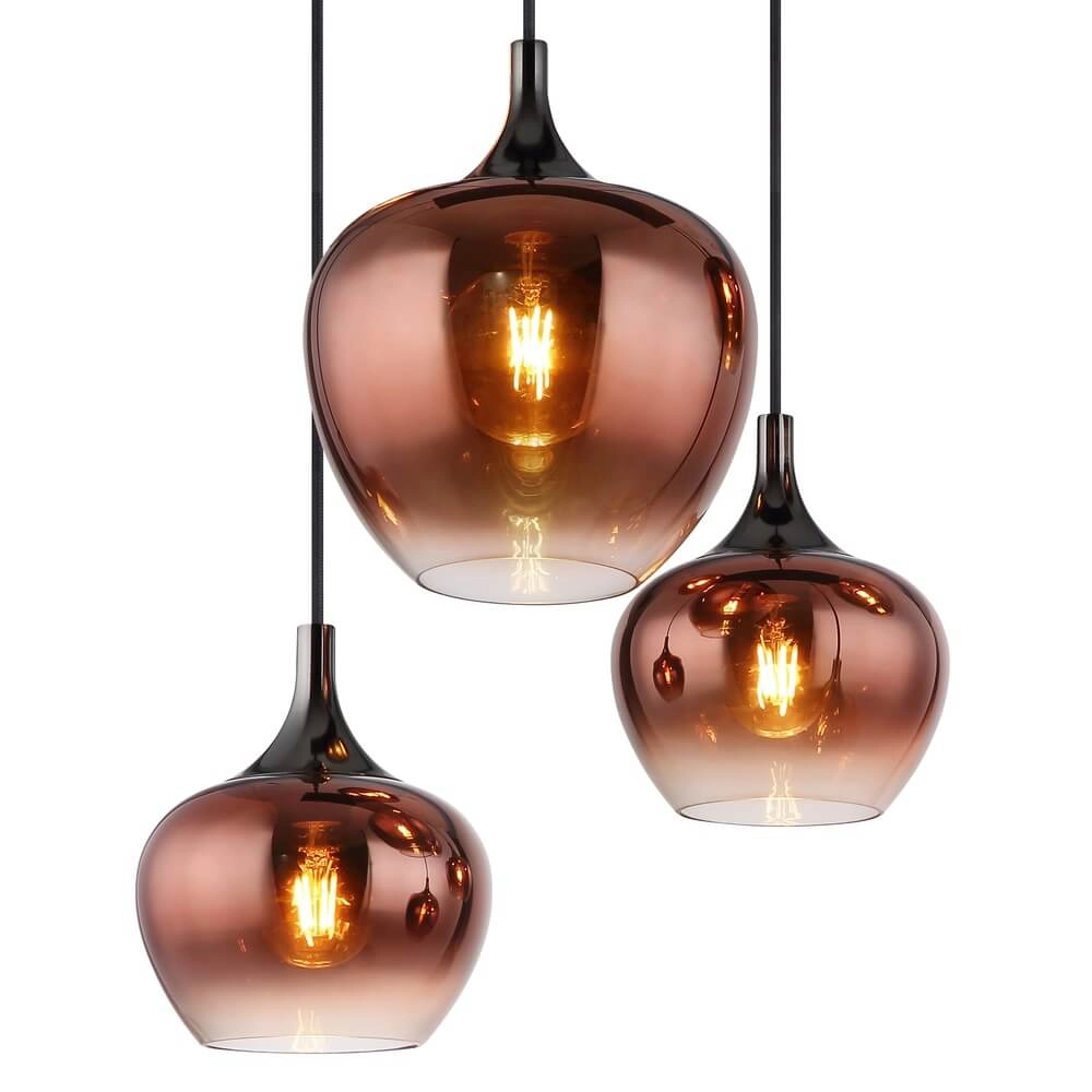 Zwarte hanglamp Maxy met rood glas 6-lichts Globo 9007371450985