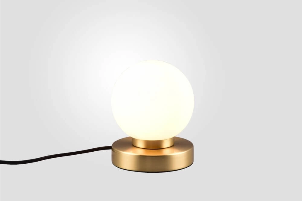 Tafellampje Prinz Ii goud met wit glas