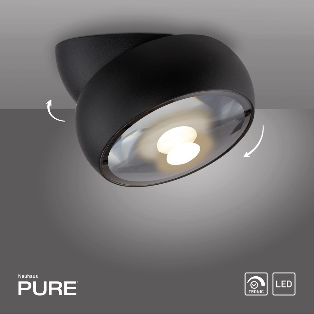 Zwarte opbouwspot Pure Move Ø 11cm - Led Paul Neuhaus 4012248395745
