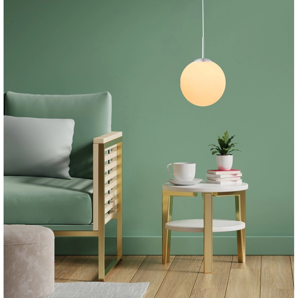 Design hanglamp Balla nikkel met wit Ø 25cm Globo 9007371129409