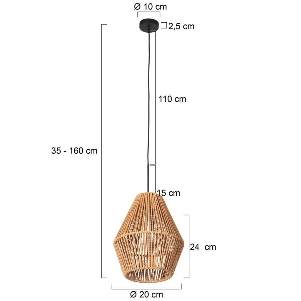 Hanglamp Ropex met rotan kap Ø20cm Steinhauer 8712746182781