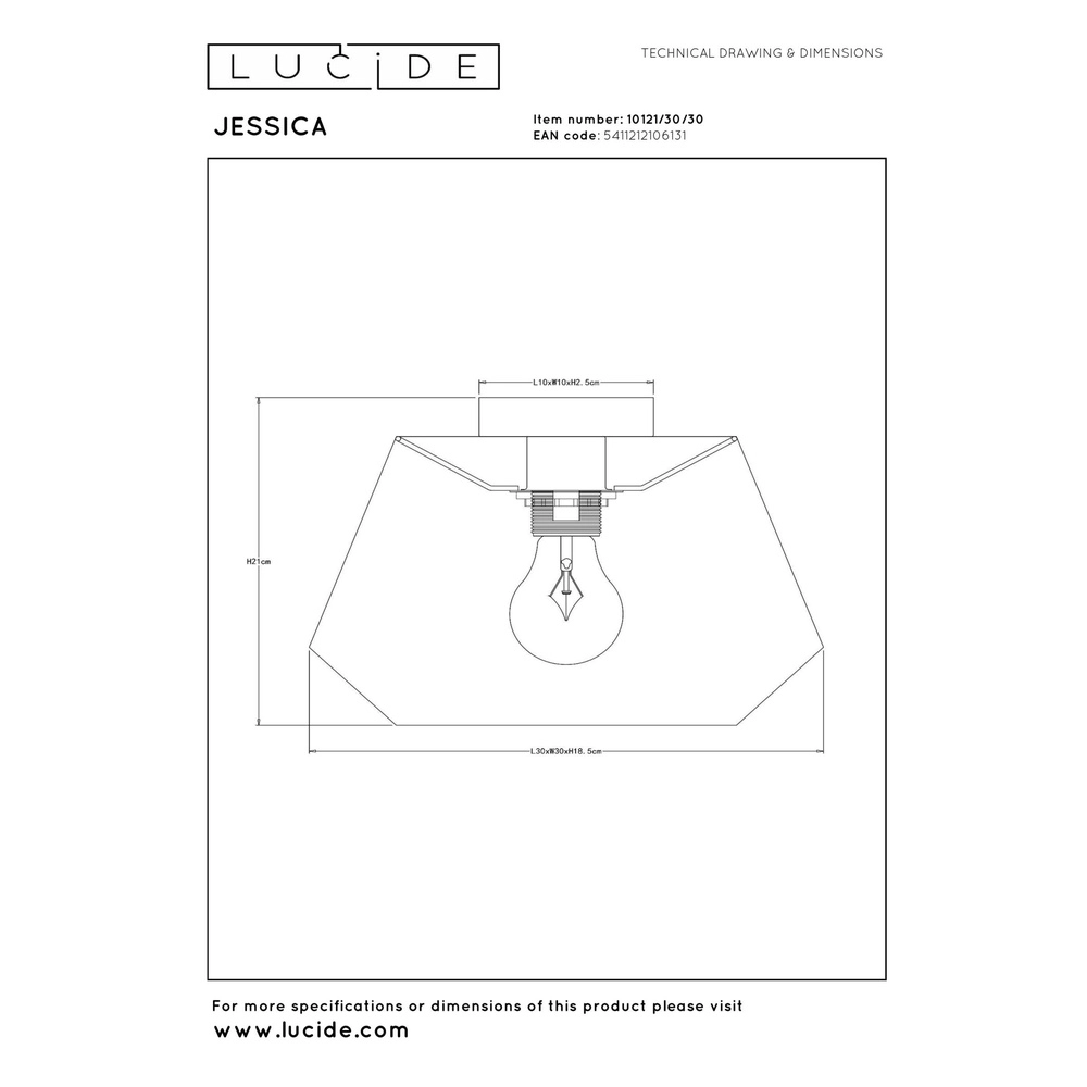 Plafondlamp Jessica Ø 30cm zwart Lucide 5411212106131