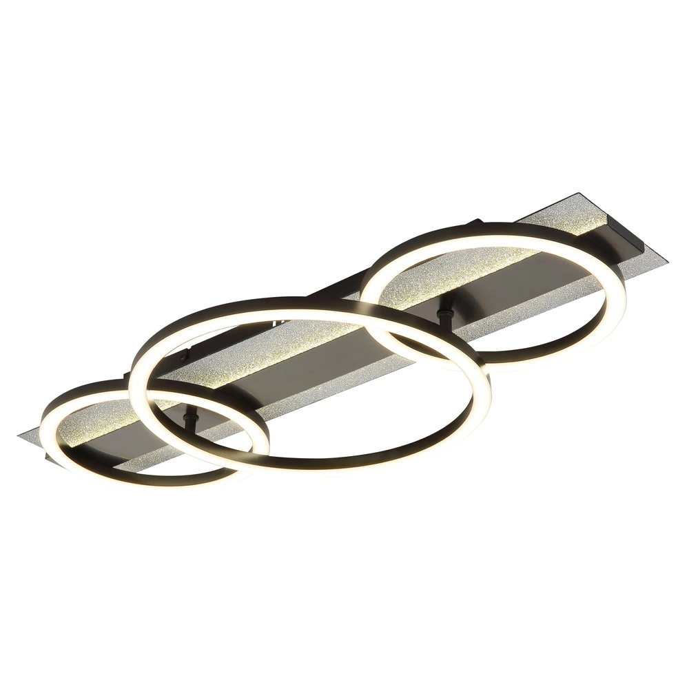 Zwarte plafondlamp Norberto 3 ringen recht