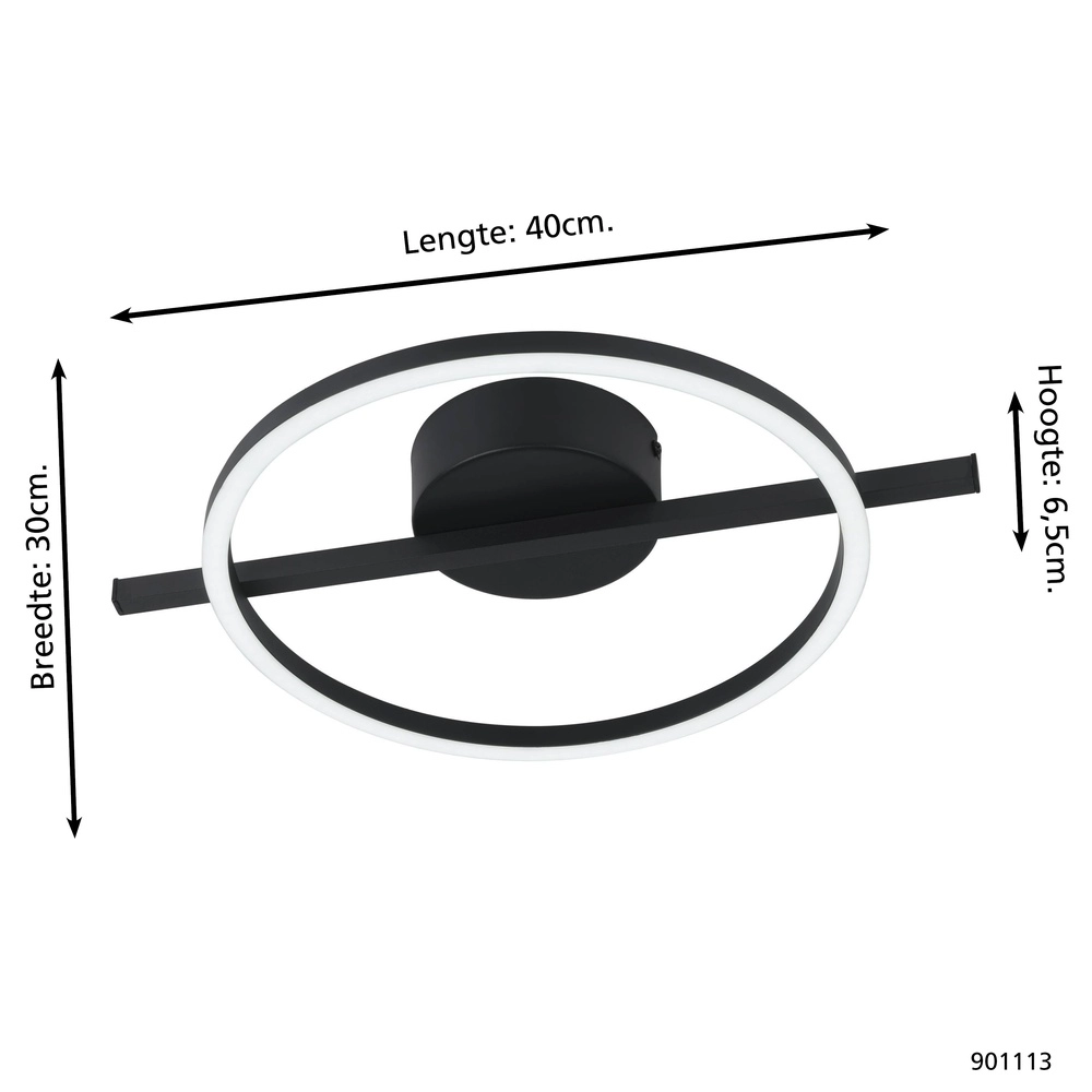 Led plafondlamp Amandolo met afstandsbediening - zwart - rond Eglo 9008606303915