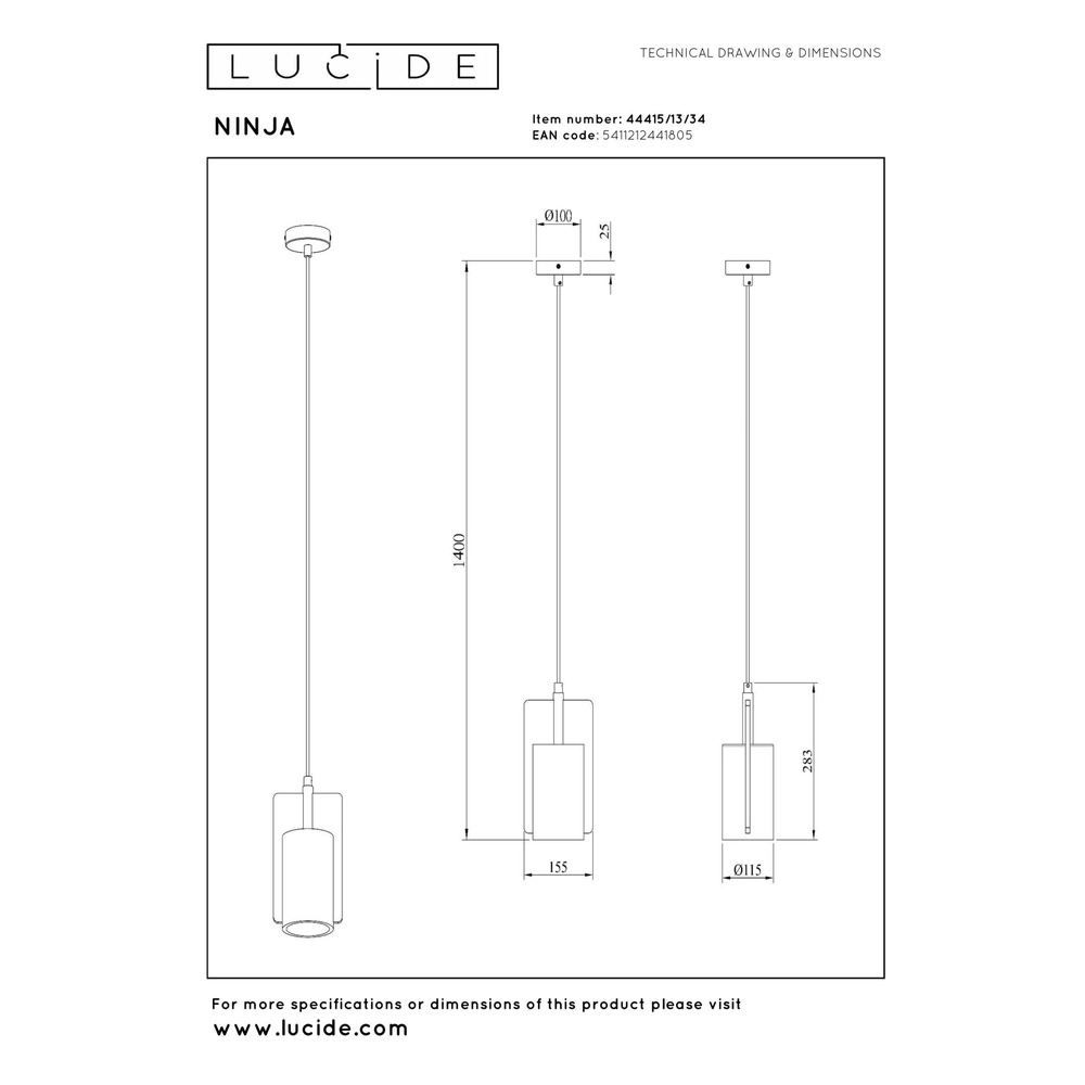 Design hanglamp Ninja geel Lucide 5411212441805
