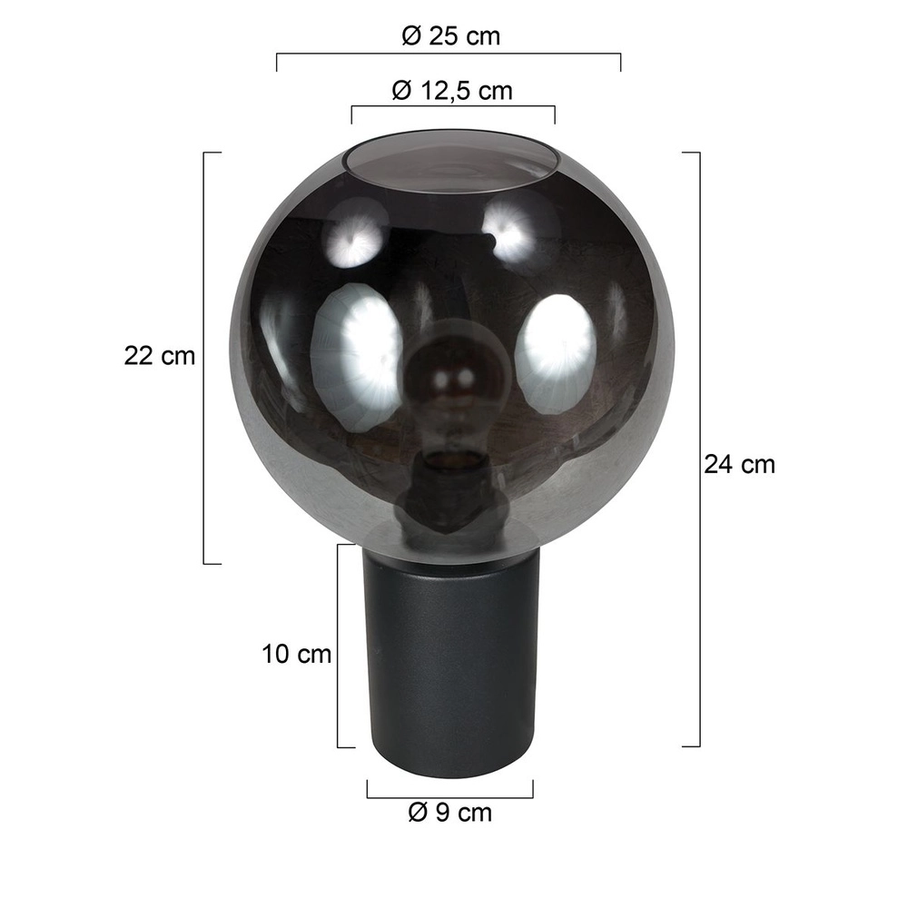 Tafellamp Bloeba bol smoke glas Ø 25cm Steinhauer 8712746181166