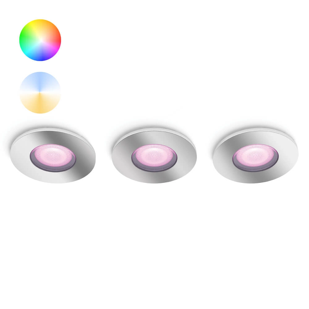 Inbouwspots Hue Xamento - White and color set van 3 RVS spots
