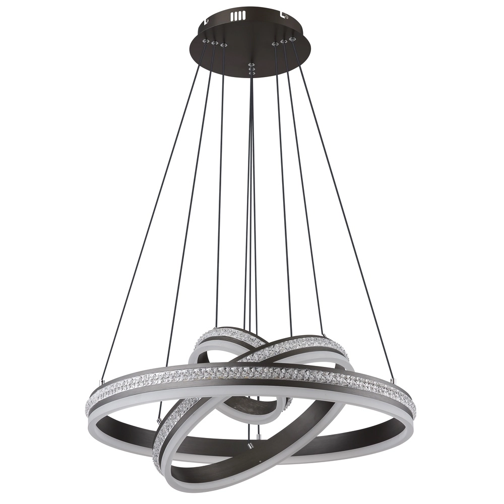 Design hanglamp Grouni 3 ringen titanium geborsteld Globo 9007371455003