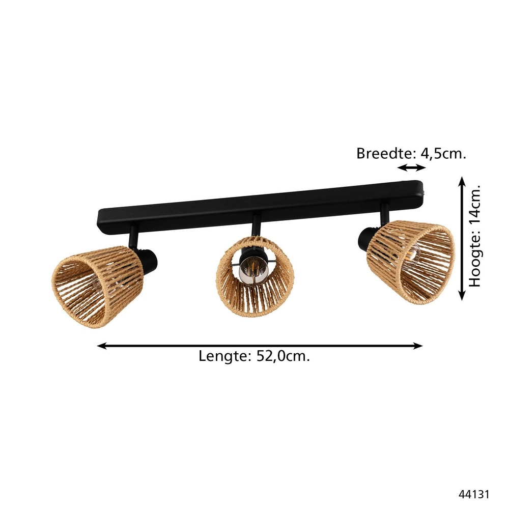 Plafondlamp Keelby rotan 3-lichts Eglo 9008606359646