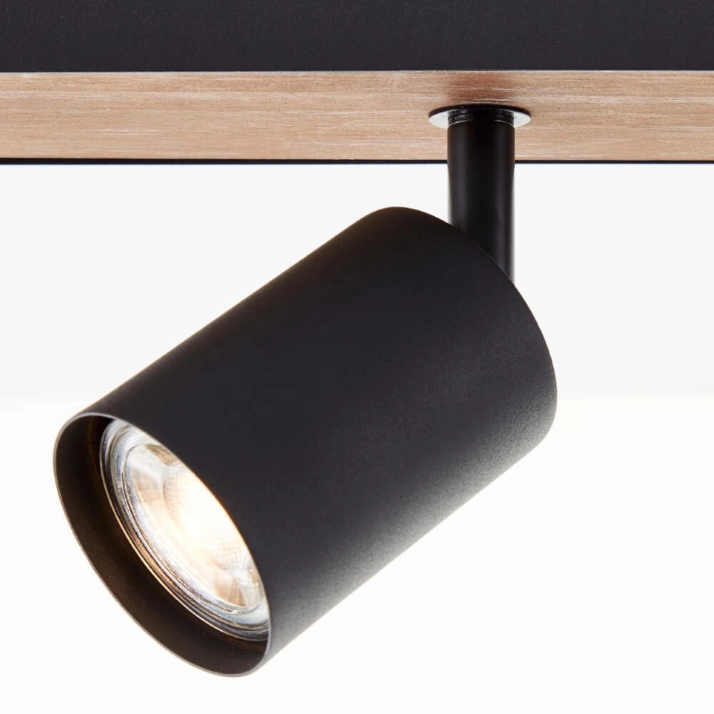 4-lichts lamp Jello Wood zwart met hout Brilliant 4004353428401