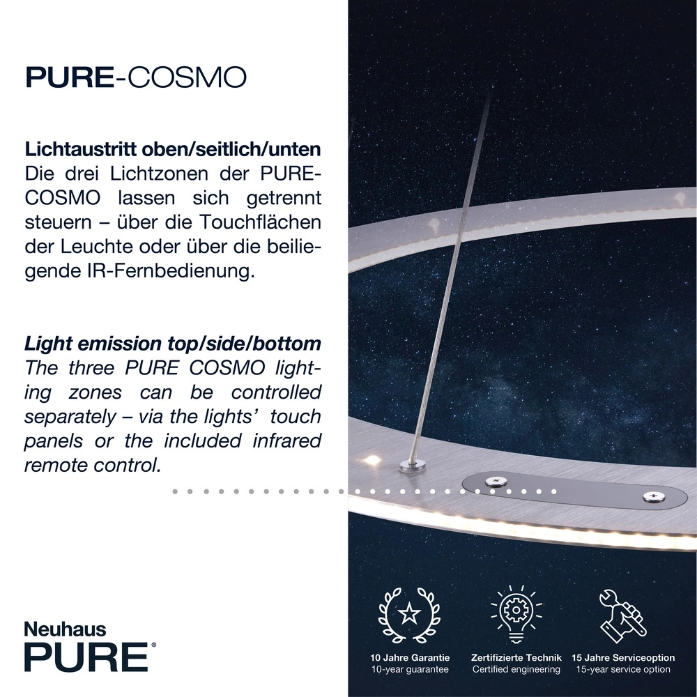 Led hanglamp Pure Cosmo geborsteld metaal - Ø 75cm Paul Neuhaus 4012248350751