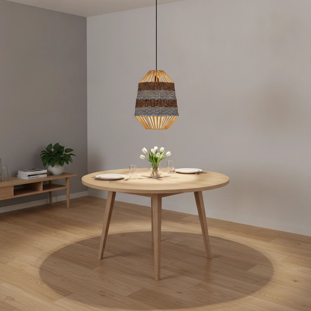 Rotan hanglamp Copos blauw met bruin
